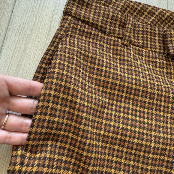 NWOT Free People Jana Flare Trousers Pants in Mustard &Brown Size 12 Houndstooth - Picture 9 of 15